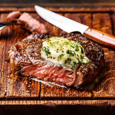 Seared Steak with Bacon Blue Cheese Compound Butter